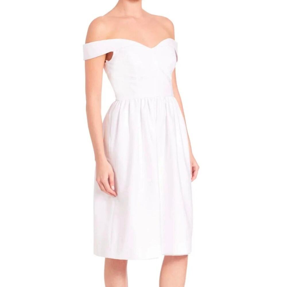 Milly Louisa Midi white cotton sweetheart dress size 8 new $425